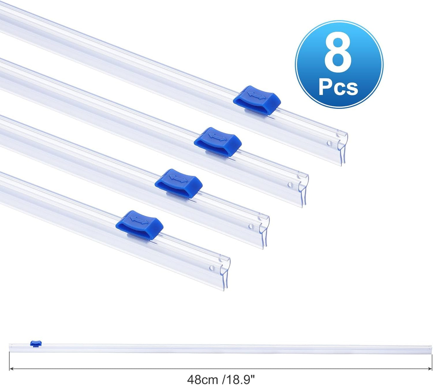 PATIKIL 8pcs Plastic Wrap Cutter, 19in Plastic Wrap Slide Cutter Snap Card Slot Installation Replacement for Aluminum Foil Wax Paper Parchment Paper Wrap Dispenser, Blue