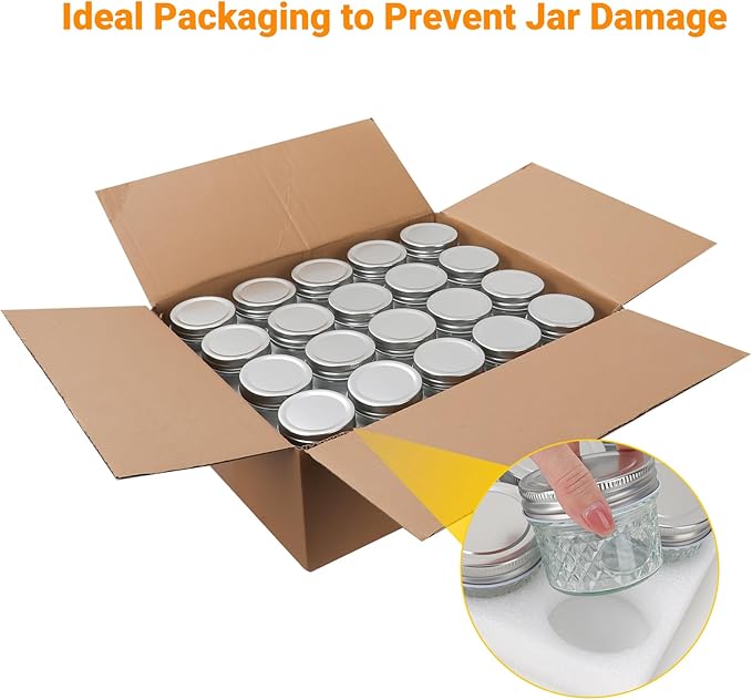 CycleMore 40 Pack 4oz Clear Mason Jars With One Piece Silver Lids, Mini Glass Canisters, Spice Bottles, Canning Jars for Honey, Jam, Jelly
