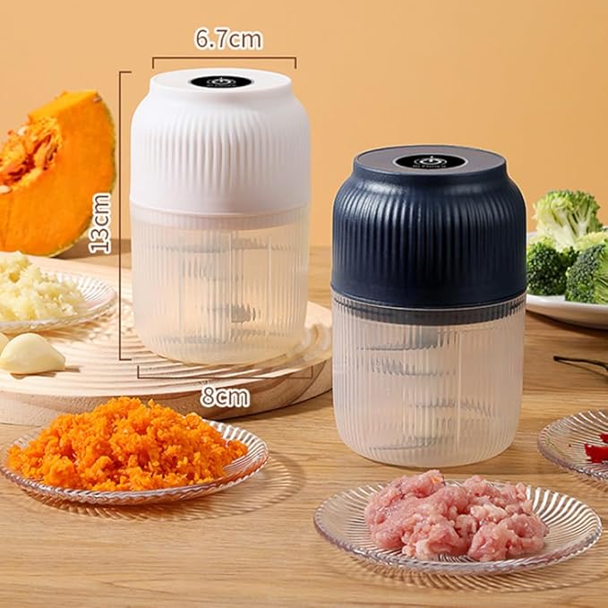 2026 Upgraded Household Electric Garlic Crusher, Capacity Electric Garlic Chopper, Mini Portable Veggie Cutter, 4 Sharp Stainless Steel Blades Mini Electric Food Chopper, Easy to Clean (White)