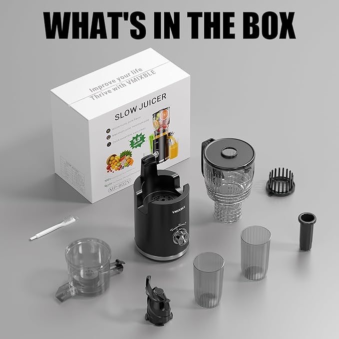 Juicer Machines, Cold Press Juicer with 5.8" Wide Feed Chute, 300W Slow Masticating Juicer for Whole Fruits & Vegetables, High Juice Yield, Easy to Clean, BPA Free Juice Extractor Machine