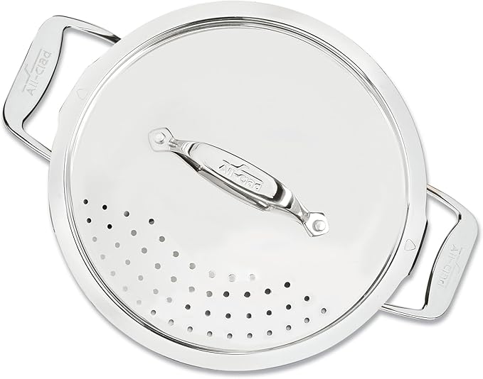 All-Clad Simply Strain Stainless Steel Multipot with Straining Lid, 6-Quart, Induction, Oven Broiler Safe 600F, Strainer, Pasta Strainer with Handle, Steamer Pot, Cookware, Home, Pots and Pans, Silver