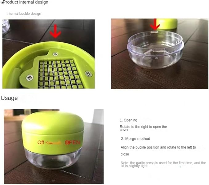 Garlic Press Dicer Wheel, Plastic Garlic Masher, Simple Household Manual Kitchen Tool with Garlic Press Box (rectangle)