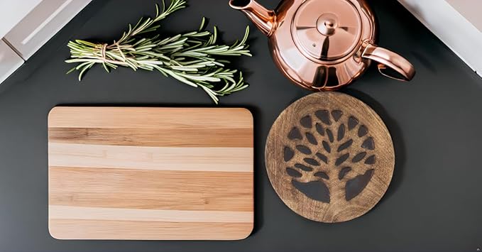 Handmade Wooden Trivet for Hot Dishes Plates & Pots Holder Hot Pad for Kitchen & Dining Table Decor Cookware Heat Resistant Rustic Decorative Carvings Tabletop Home & Dining Table Essentials (White)