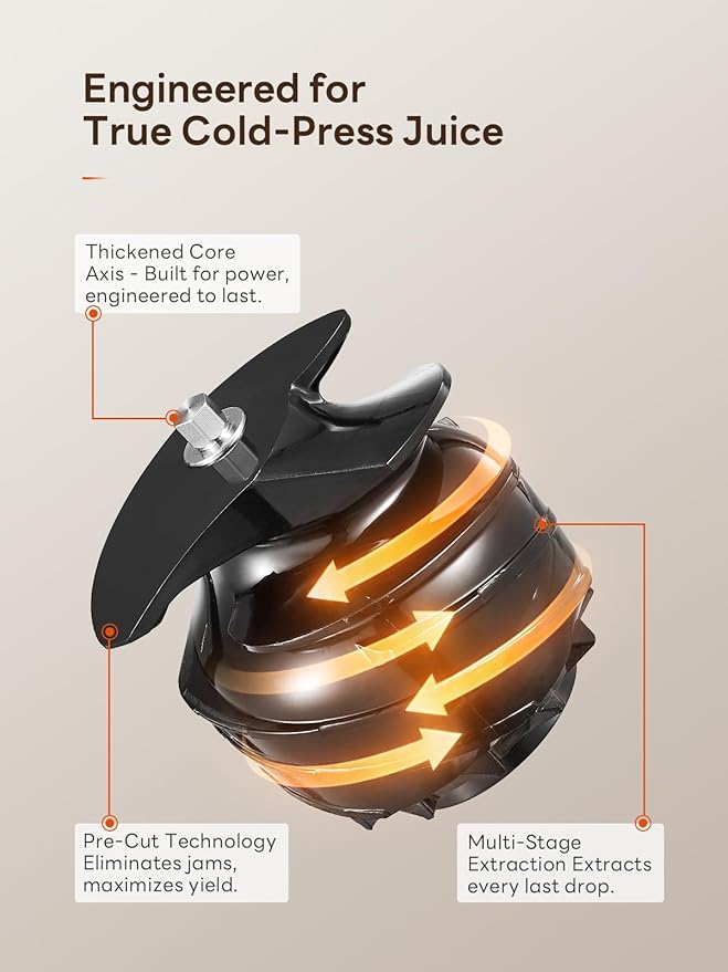 QCen Cold Press Juicer, 5.5” Wide Feed Chute Slow Masticating Juicer Machine for Whole Fruits and Vegetables, Easy to Clean (Silver)