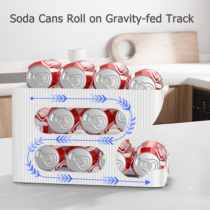 Sotfamily Soda Can Organizer for Pantry/Fridge, Automatic Rolling Pop Can Dispenser/Storage/Holder/Container for Refrigerator or 12" Deep Shelf, Space-Saving Drink Organizer for 12 Standard Cans