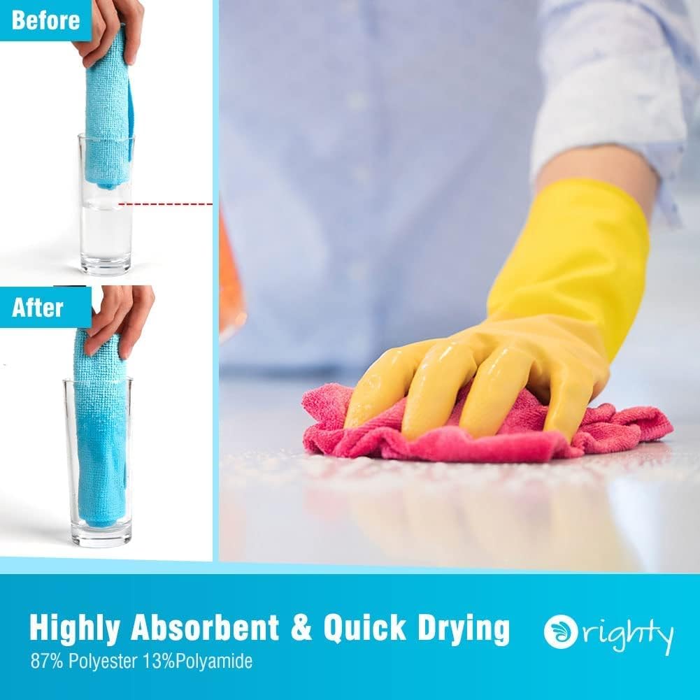 Orighty Cleaning Cloths Pack of 60, Highly Absorbent Microfiber Cleaning Supplies, Lint Free Cloths for Multiple-use, Powerful Dust Removal Clean Rags for House, Kitchen, Car Care(12x12 inch)
