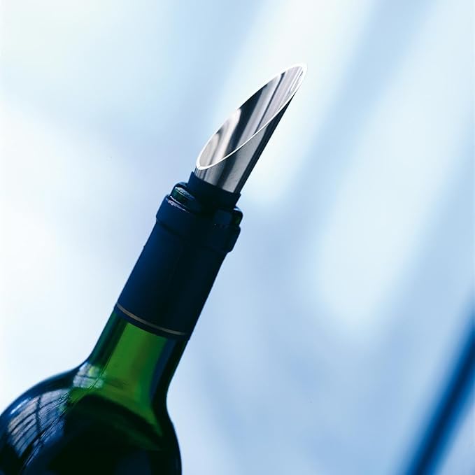 Rosendahl Grand Cru Barware Wine Pourer, Black/Steel, 3.1"H, Designed by Erik Bagger, Gift Box Included