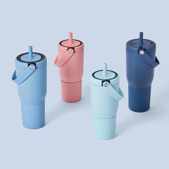 BrüMate Resa 35oz 100% Leakproof Travel Tumbler with Handle & Straw | Flexible SoftSip Straw | Silicone Sleeve for Durability | Stainless Steel | Cup Holder & Travel Friendly Water Bottle | (Guava)