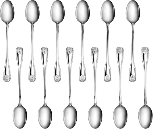 New Star Foodservice 58420 Shell Pattern, 18/0 Stainless Steel, Iced Teaspoon, 7.2-Inch, Set of 12