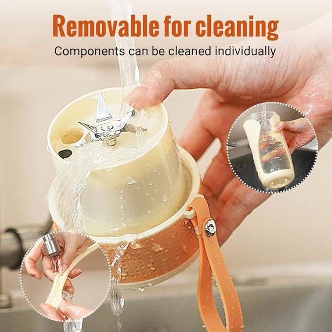 Portable Blender Cup, Personal Rechargeable Juicing Tool with Straw & 6 Blades, Mini Multi-Function Fruit Mixer for Home, Sport, Office