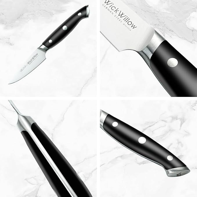 WICKWILLOW 3.5" Paring Knife – Razor Sharp German Steel – Small Kitchen Knife for Peeling, Trimming & Precision Work – Full Tang & Ergonomic Handle – Gift Box – Velina Series