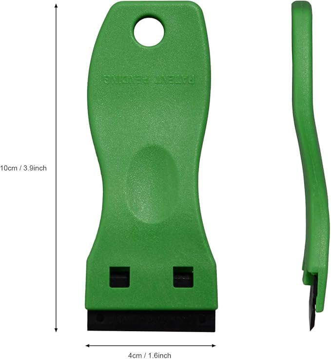 EHDIS 1.5" Plastic Razor Scraper with 10pcs Double Edged Plastic Blades for Removing Labels Stickers Decals on Glass Windows (Green)