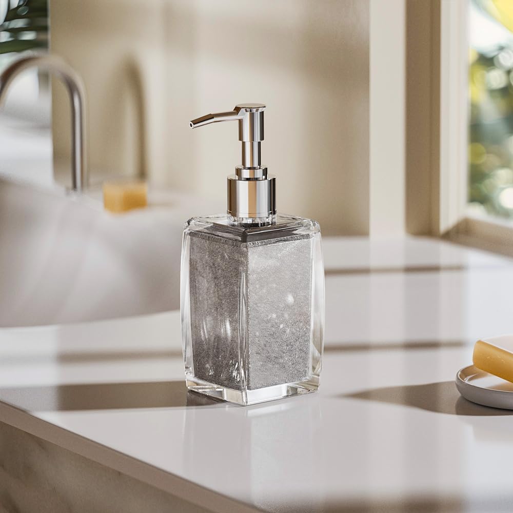 Navy Blue Soap Dispenser with Refillable Plastic Pump for Bathroom Sink or Kitchen Counter, Ideal for Hand Soap, Liquid Soap, Dish Soap, or Lotion Use