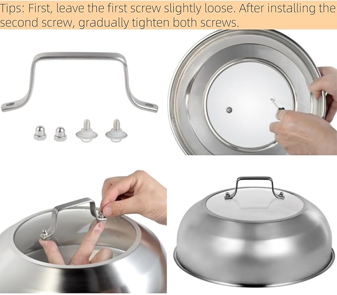13.5 Inch Stainless Steel Basting Cover, Melting Dome for Griddle Cooking, Round Steaming Cover Lid with Tempered Glass Top and Steam Holes, Dishwasher Safe (13.5")