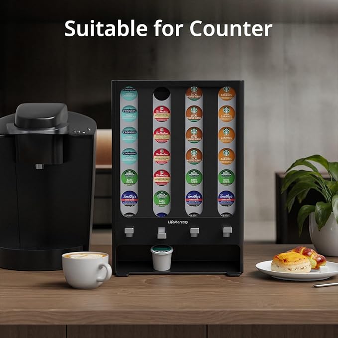 LifeMoreasy K Cup Holder Creative Coffee Pods Storage Stand Vending-Style K Pod Dispenser K Cup Organizer for 28 Pods