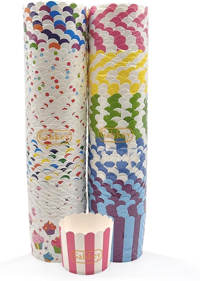 100pcs Random Colorful Premium Greaseproof Cupcake Paper Liners No Muffin Pan Needed Cupcakes Papers