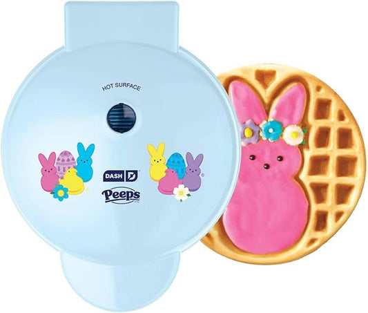 PEEPS® x Dash Waffle Maker - Bunny Waffle Maker for Easter Breakfast - Easy Release, One Touch Cooking & Compact Storage Design - Ceramic Coating - 8-Inch