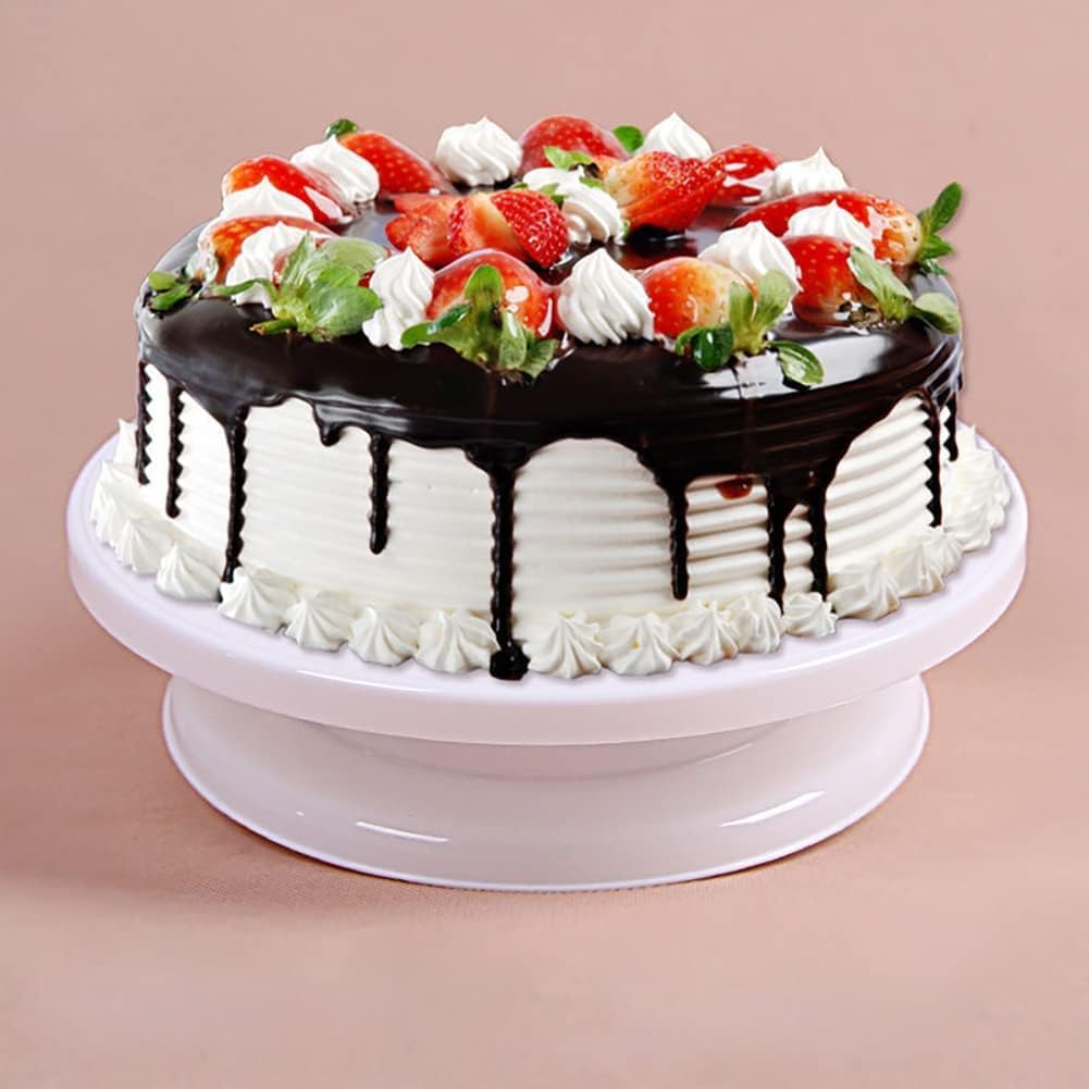 11 Inch Rotating Cake Turntable, Cake Stand Smoothly Revolving Cake Spinner Stand Cake Decorating Kit Display Stand Baking Tools Accessories Supplies for Cookies Cupcake (Black)