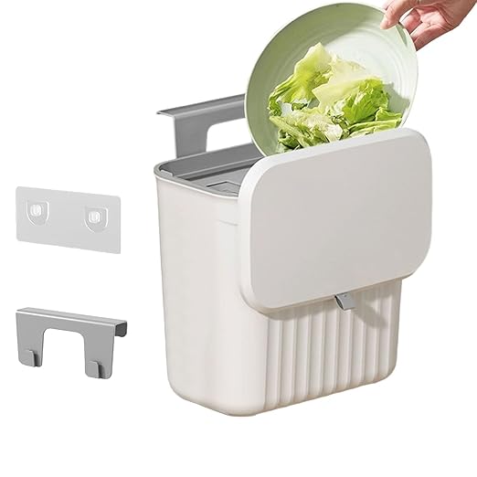 Kitchen Trash Can for Food Scraps Wall Mounted Trash Can with Lid | Organization for Apartment, Home, Office, Under a Cabinet, Laundry Room