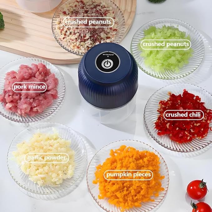 Electric Garlic Chopper,Mini Portable Veggie Chopper,300ML Garlic Grinder Masher Onion, Blender to Vegetable, Cordless Food Processor for Ginger