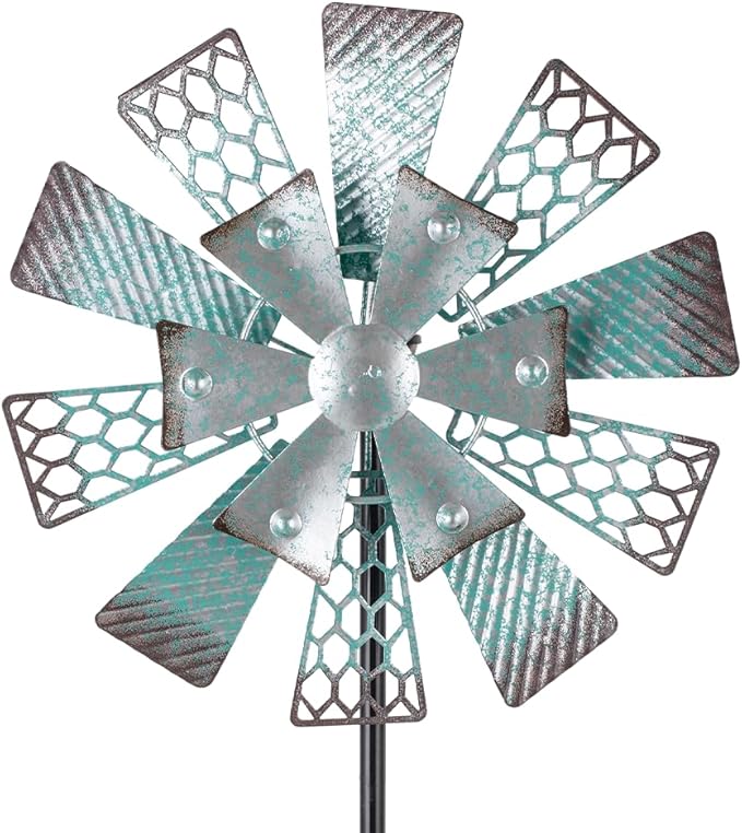 Viveta Metal Wind Spinners Outdoor, 13" Kinetic Wind Spinner, Garden Windmill for Outdoor Patio Yard Decor