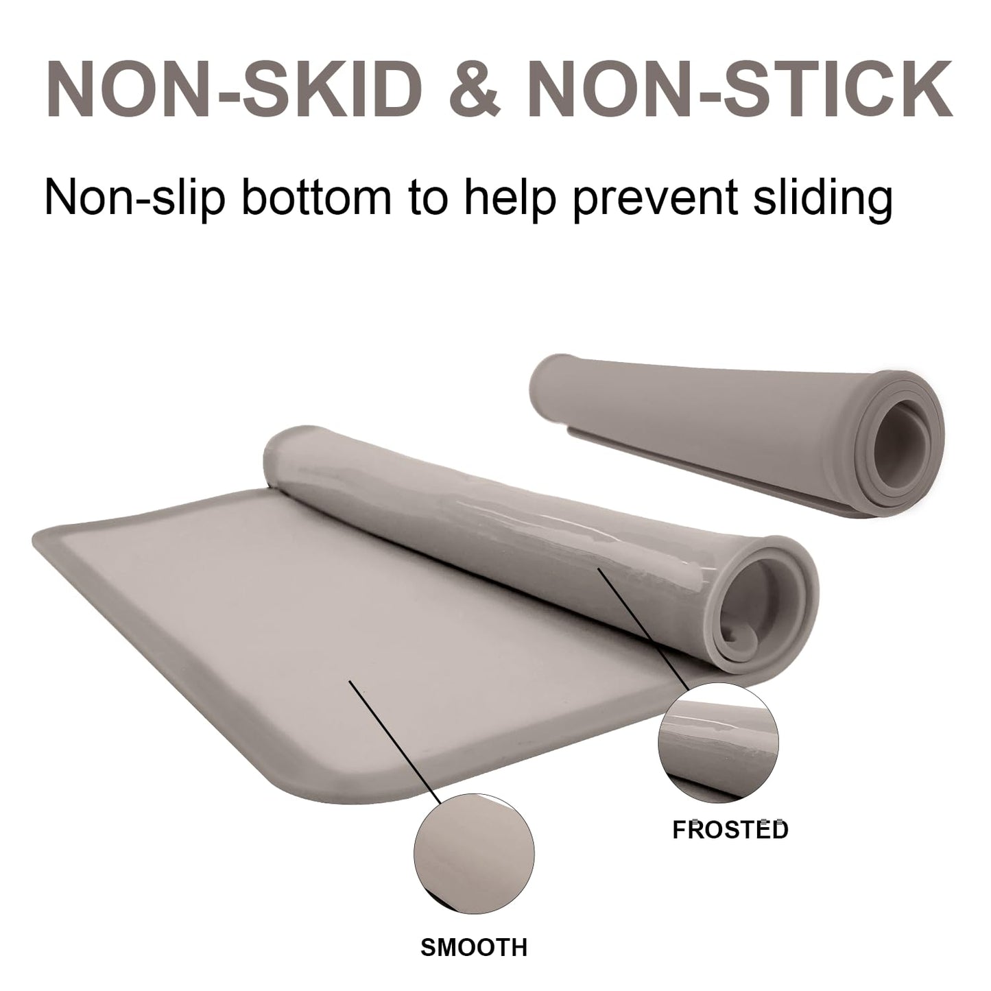 Silicone Placemat for Toddles Kids Non-Slip Reusable Portable Baby Placemats for Restaurant Stain-Proof Children Food Mats Eating Table Mat 2 Pack (Charcoal&Silver Gray)