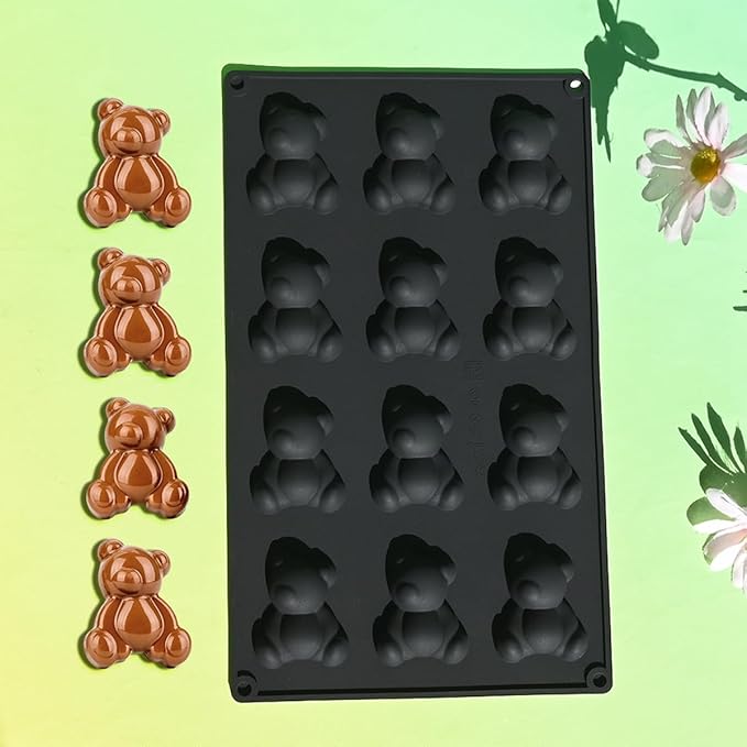 3D Bear Shape Cake Mold, Pudding Silicone Molds for Baking Pastry, Jelly, Ice Cream, Mousse Cake Decoration, Non-Stick Food Grade Silicone Baking Supplies (D_ Bear)