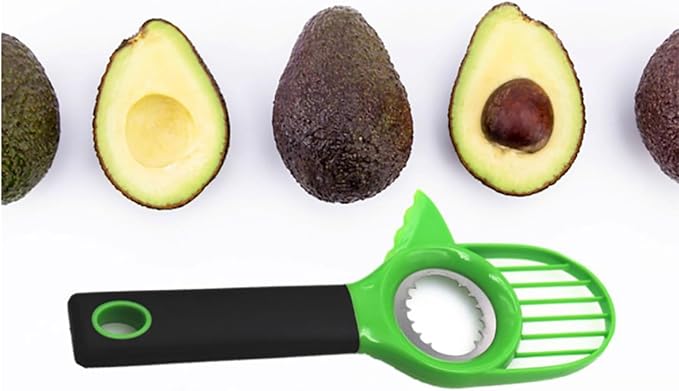 3-in-1 Avocado Slicer Tool - Avocado Cutter, Corer, Peeler & Knife with Stainless Steel Digger | Kitchen Gadget for Avocado & Fruits