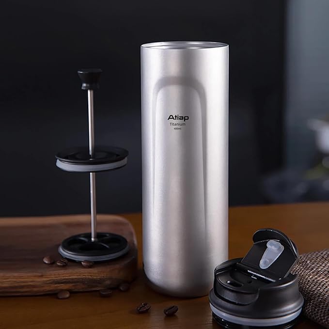 Titanium Water Bottle French Press Pot Milk Frother Coffee Cups Double Layer Thermal Insulation (sandblasted)