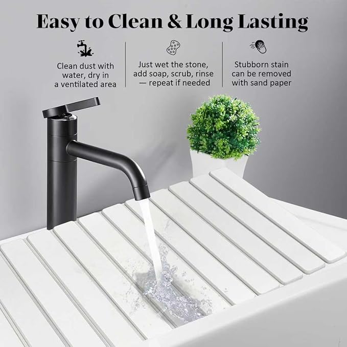 Large Stone Dish Drying Mat – 28" x 16" Fast Drying Absorbent Collapsible Dish Drying Mat, Diatomaceous Earth Mat, Eco-Friendly Mat for Kitchen Utensils & Gadgets, Match Any Countertop