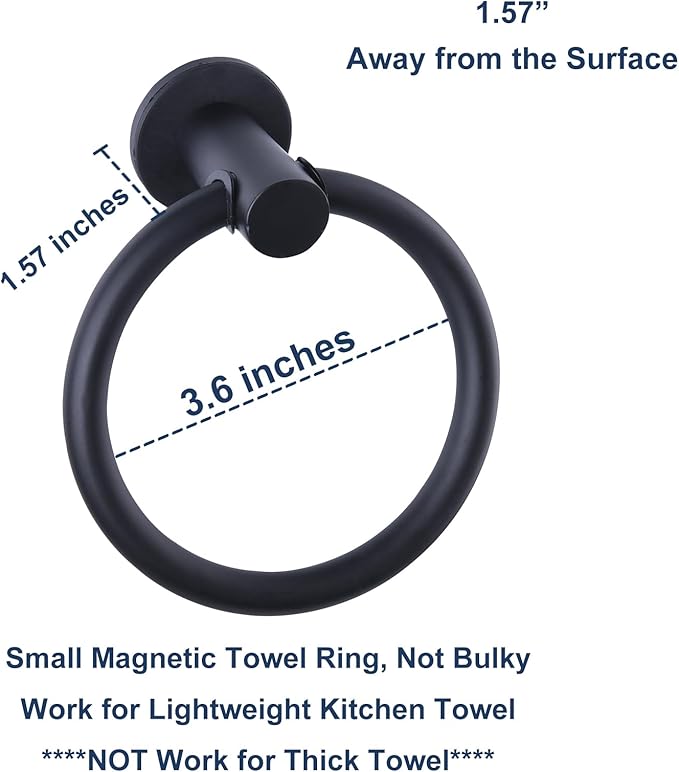 Magnetic Towel Holder for Refrigerator, Magnet Towel Ring Hand Towel Bar Hook Hanger for Fridge, Kitchen Dishwasher, Stove, Oven, Sink, Laundry Washer, Dryer, Black