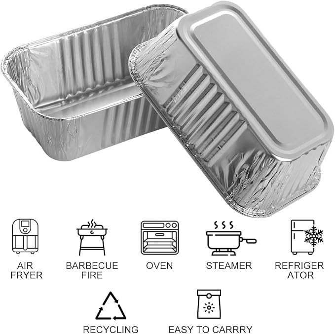 MOACOCK 50 Pack 1Lb Mini Loaf Pans, 6” x 3.5” x 2” Foil Disposable Loaf Pans, Aluminum Foil Bread Pans for Baking Homemade Cakes & Breads Holiday Treats Food Storage
