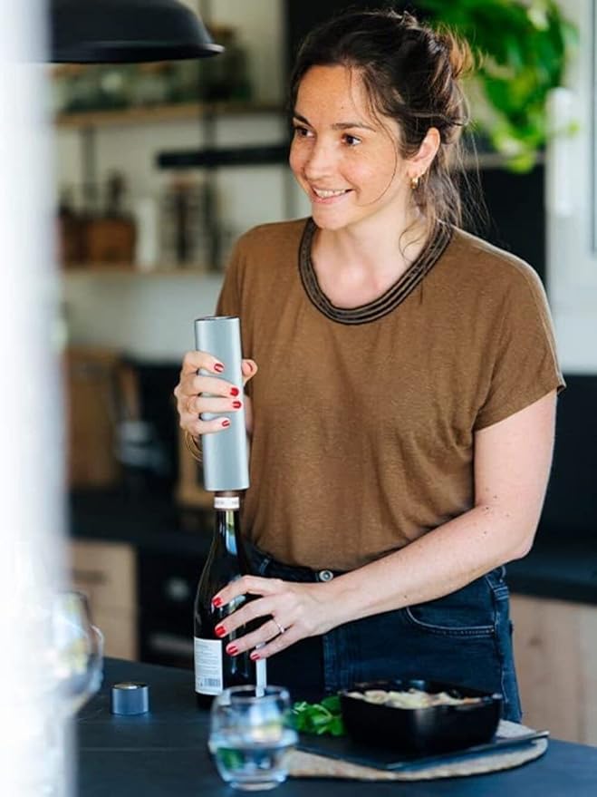 Rechargeable Electric Corkscrew fully automatic extraction, carbone, 21 cm - 8in.
