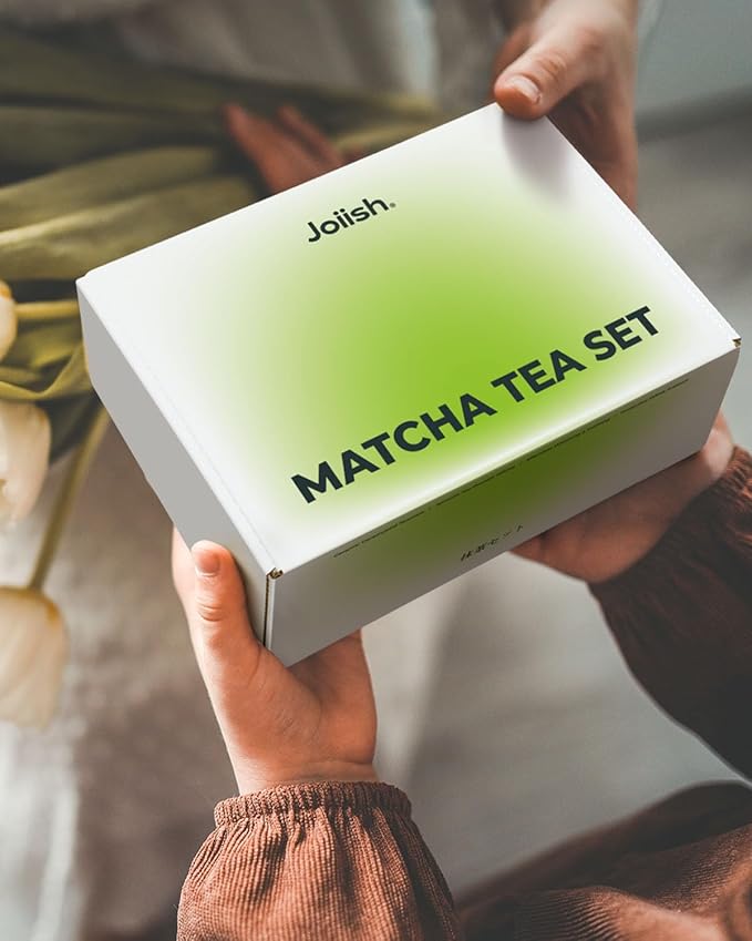 Matcha Whisk Set Kit, 5-PC Ceramic Matcha Bowl with Spout & Holder, Bamboo Whisk, Sifter, Scoop, Traditional Japanese Matcha Tea Making Tools, Complete Gift Set