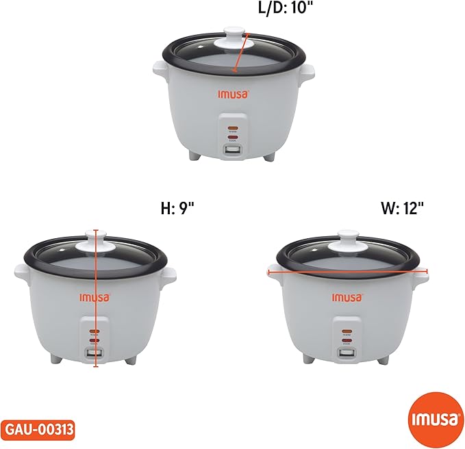 IMUSA Electric Rice Cooker 16 Cup Cooked 8 Cup Uncooked – Ceramic Nonstick Pot, Multi Cooker for Rice, Quinoa, Oatmeal, Stew – Keep Warm Function – Compact for Kitchen Dorm RV