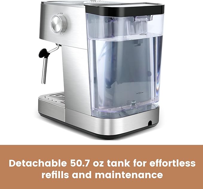 Gevi Espresso Machine with 58mm Portafilter & Milk Frother, 20 Bar Compact Expresso Machines for Home, Professional Espresso Coffee Machines for Cappuccino & Latte, Stainless Steel (Silver)