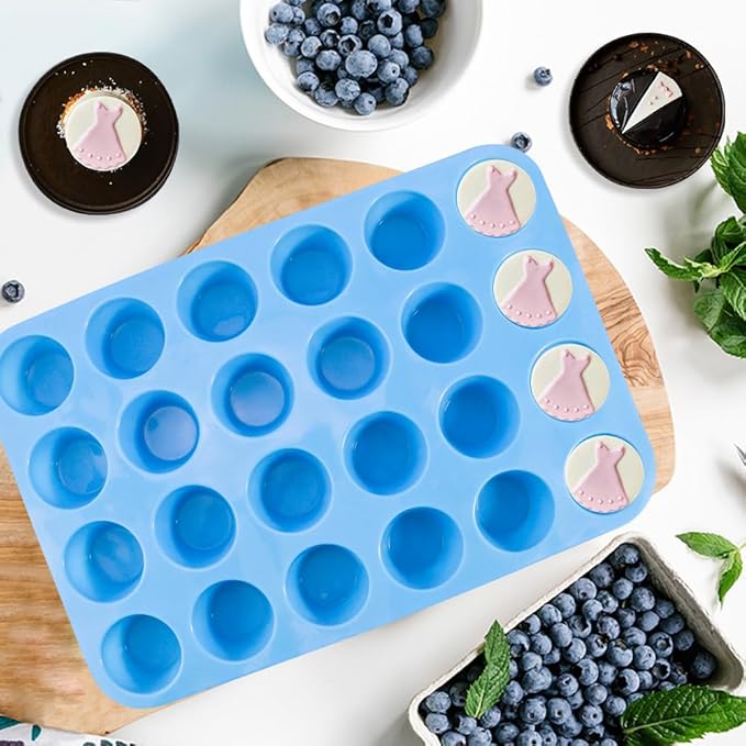 2 Pack 24 Cups Food Grade Silicone Muffin Pan Non-Sticky Silicone Muffin Pan Dishwasher Safe, Muffin Molders Baking Pan for Making Muffin Cakes, Fat Bombs, Tart, Bread