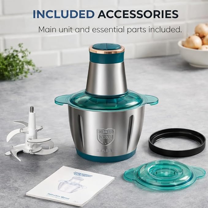 Food Processors Electric Food Chopper with Meat Grinder & Vegetable Chopper with Powerful Copper Motor - Includes Sets of Bi-Electric Grinder Meat Processor for Nuts, Meat, Onion, Garlic, Baby Food