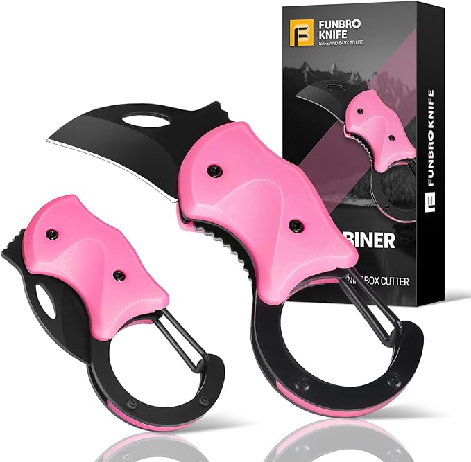 Pink Keychain Knife Stocking Stuffers Gifts for Mom, Cute Box Cutter Small Pocket Knife Gadgets, EDC Knives Tool with 1.34 inch Sharp Blade for Everyday Carry, Womens Christmas Gift for Her