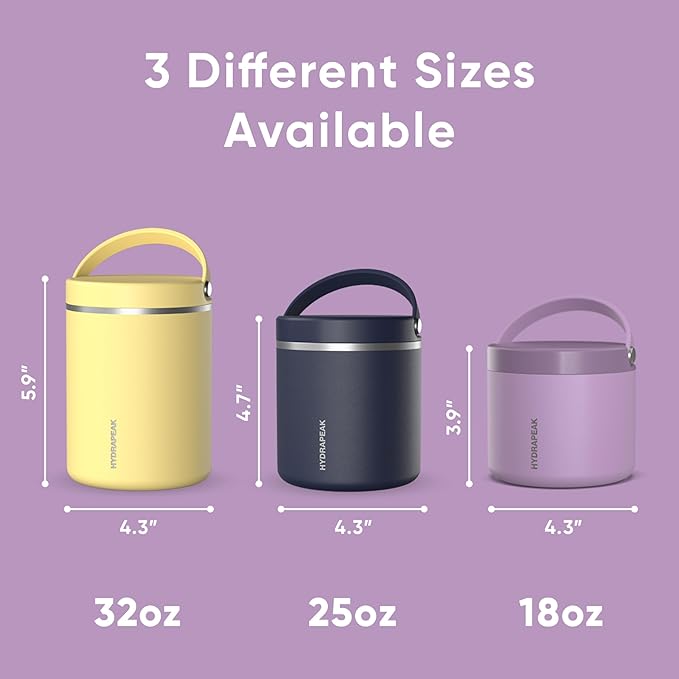 Hydrapeak 18oz Stainless Steel Vacuum Insulated Food Jar for Hot Food and Cold Food, Wide Mouth Leak-Proof Soup Jar for Adults, 10 Hours Hot and 16 Hours Cold (Lavender)