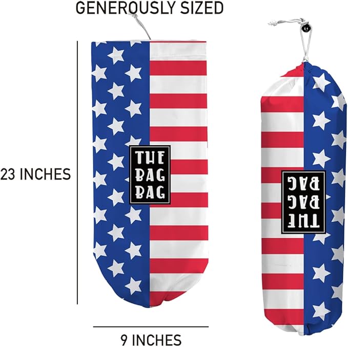Plastic Bag Holder, Reusable And Washable flag style Plastic Bag Holders for Home Kitchen Travelling Camping Beach Decor, use 1 Pack,American flag Pattern