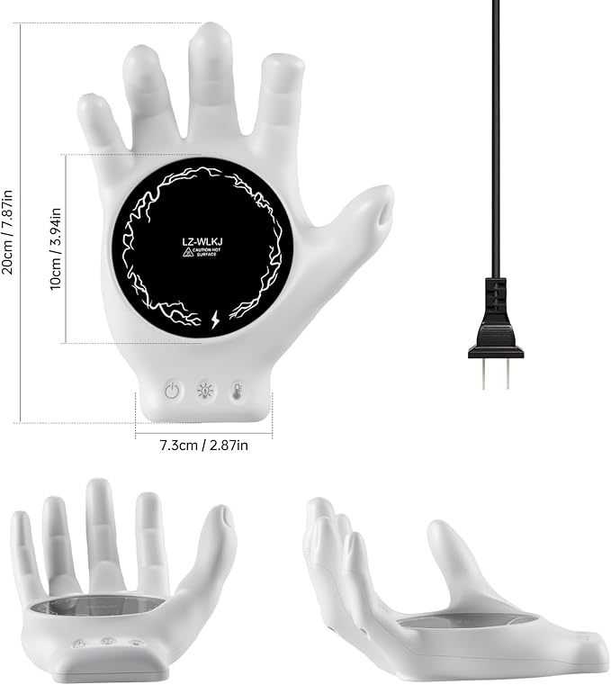 Devil's Hand Heating Mug Warmer Set - 3 Temp Settings & 8H Timer, Coffee Cup Warmer Plate for Desk Auto Shut Off, Ideal Beverage Warmer Gift for Coffee, Tea, Milk (White)