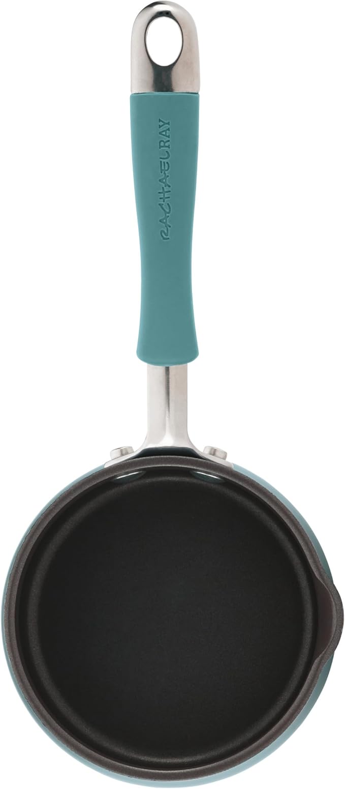 Rachael Ray Cucina Nonstick Butter Warmer, Hard Porcelain Enamel Aluminum, 0.75-Quart, Agave Blue - 16346