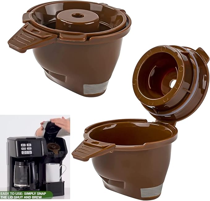 Single Serving Ground Coffee Brew Filter/Holder Basket for Hamilton beach flexbrew replacement parts 49957 49974 49976 49979 49957 49954 49947 49940 49950 49966 49968 Reusable coffee filter Brown (2)