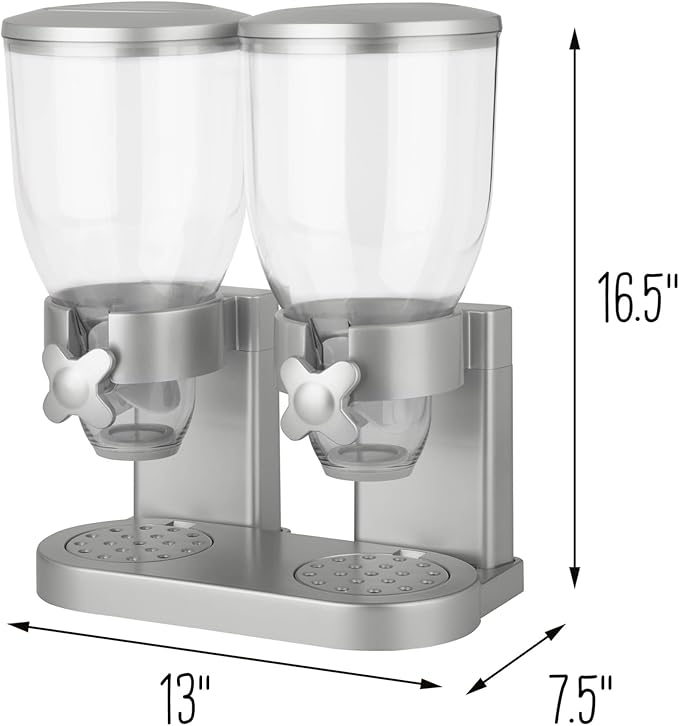 Zevro /GAT202 Indispensable Dry Food Dispenser, Dual Control, Silver