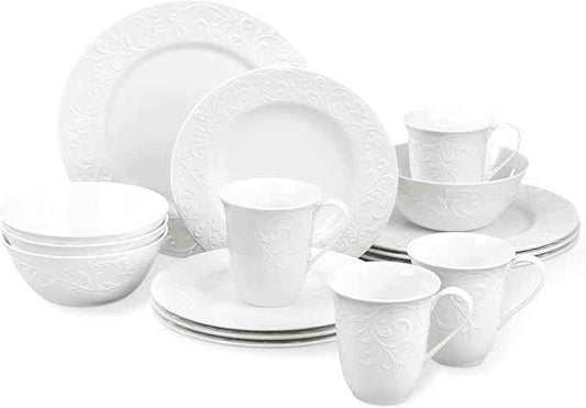 Lenox 851746 Opal Innocence Carved 16-Piece Dinnerware Set