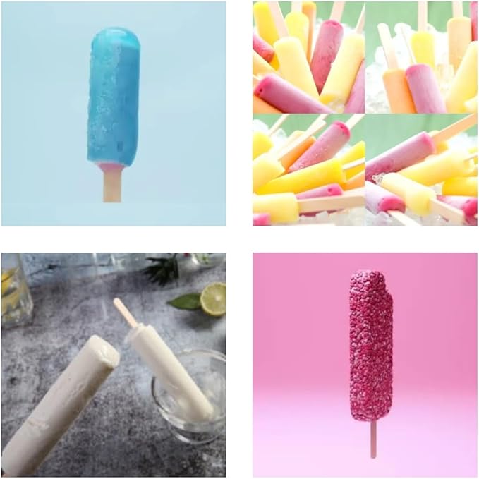 Set of 6 Stainless Steel Popsicle Molds Kit, Metal Popsicle Moulds,Homemade Ice Treat Makerwith 50 Wooden Sticks and 6 Silicone Seals and 20 Pop Bags,Cleaning Brush(Round)