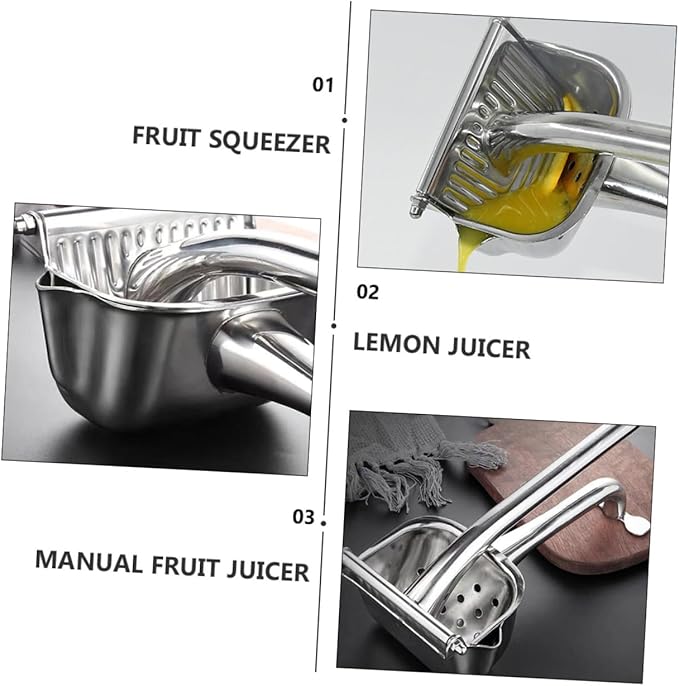 COLLBATH 304 Stainless Steel Manual Fruit Squeezer Handheld Juicer for Fruits Easy to Clean Silver Finish for Home Use