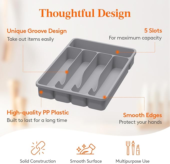 Lifewit Silverware Drawer Organizer Tray, Bamboo Cutlery Silverware Flatware Holder,Flatware and Utensil Holder Divider for Spoons Forks Knives Tableware