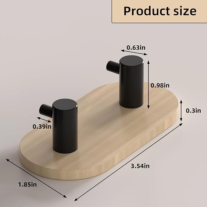 Kayqi 304 Stainless Steel Minimalist Hooks, Suitable for Various Settings Such as bathrooms, Kitchens, and entryways (Set of 3). (Black)